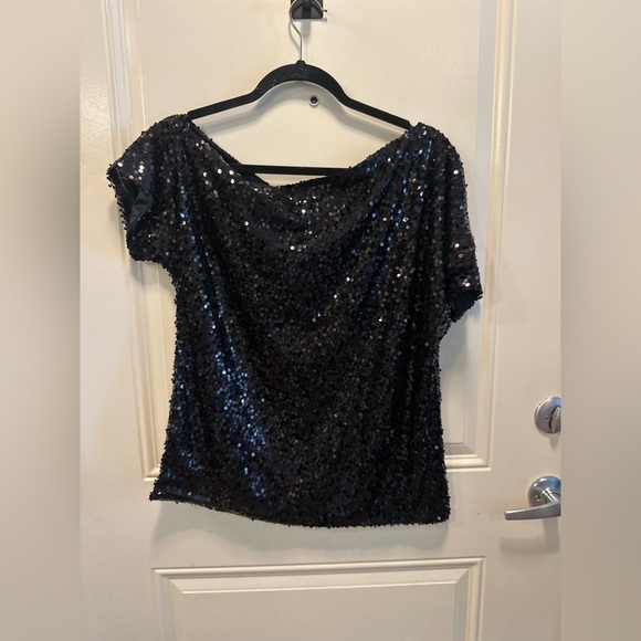 NWT Anna-Kaci California One Shoulder Sequin Top Black Modern Classic ,size M - Picture 11 of 11